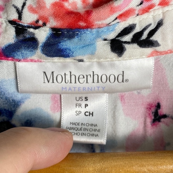 Motherhood Maternity Colorful Allover‎ Floral Print V-Neck Collared Top Small - Picture 2 of 12